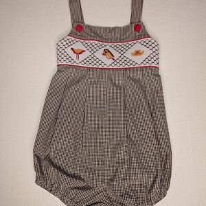 Beaufort Bonnet Smocked Western Romper Size 1 Saddle Horse Cowboy